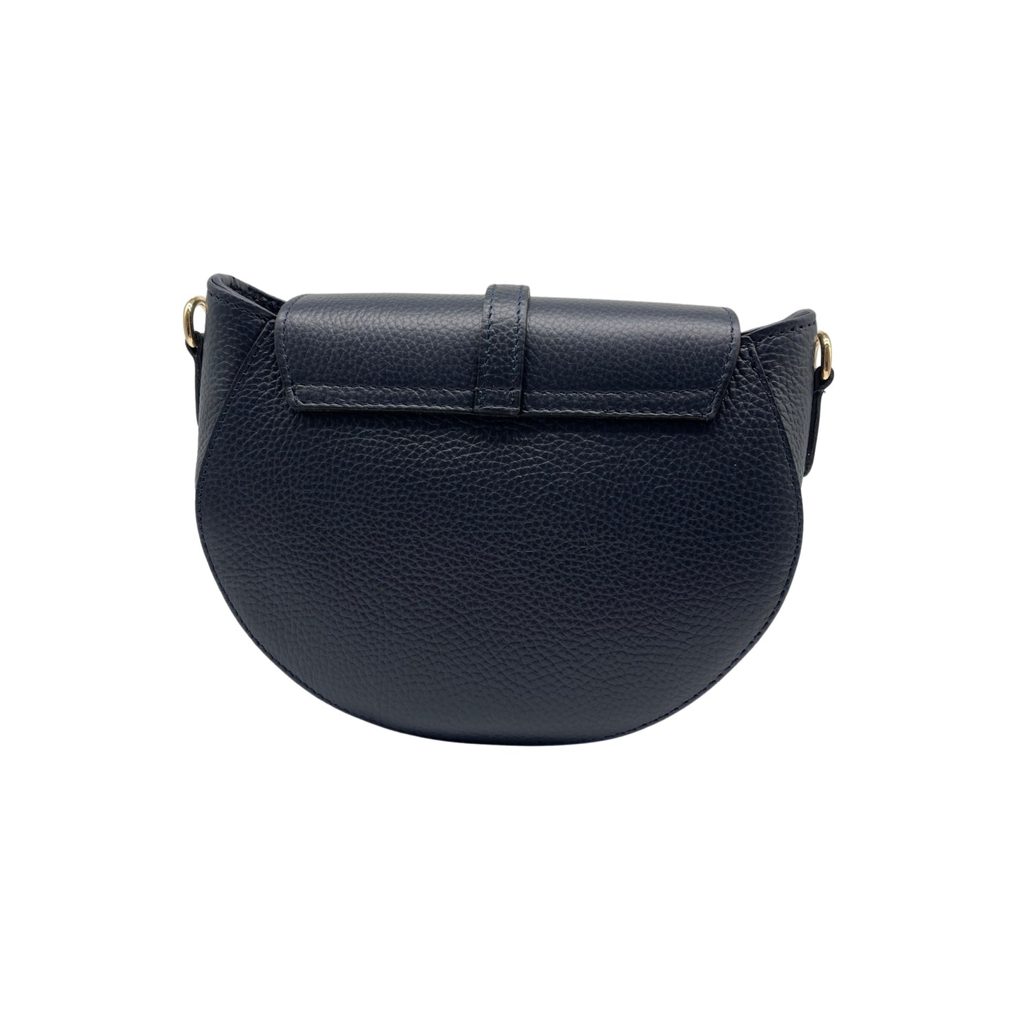 Umhängetasche Madelena aus marineblauem, genarbtem Leder