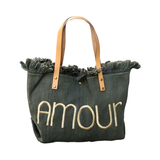 SAC COTTON GARNI CUIR AMOUR