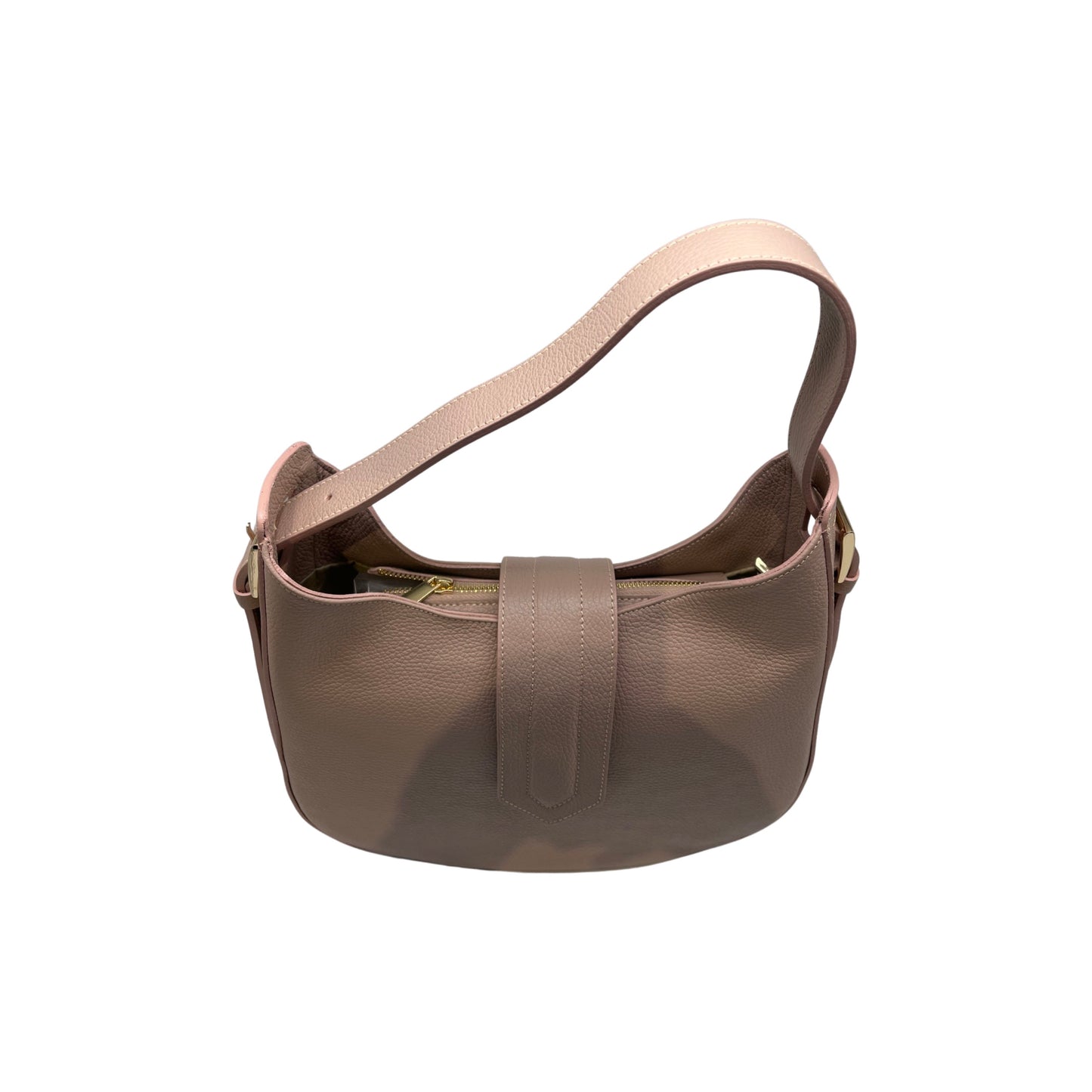 ERICA NUDE GRAINED LEATHER SHOULDER BAG