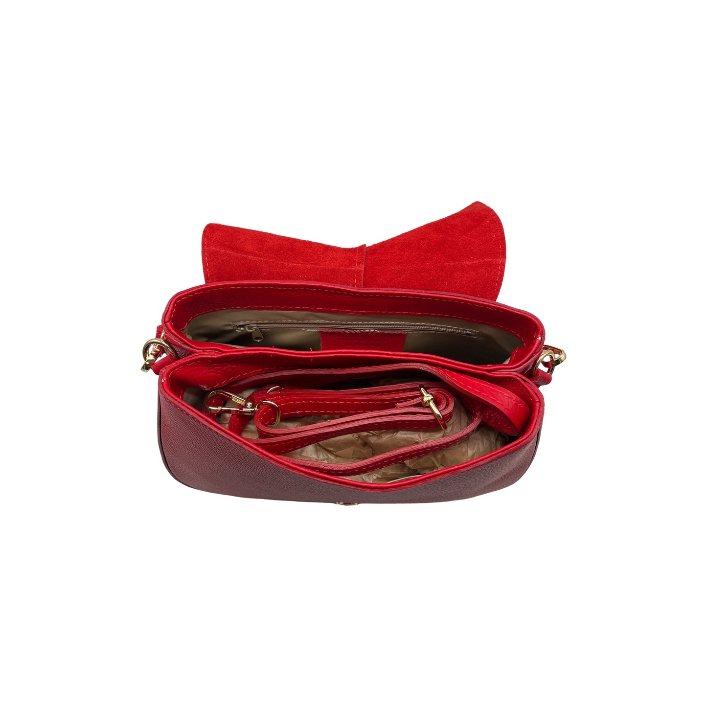 DANIELA RED GRAIN LEATHER SHOULDER BAG