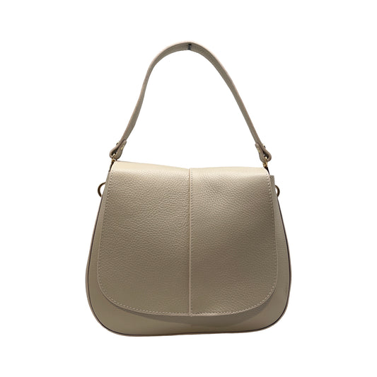 DANIELA BEIGE GRAINED LEATHER SHOULDER BAG