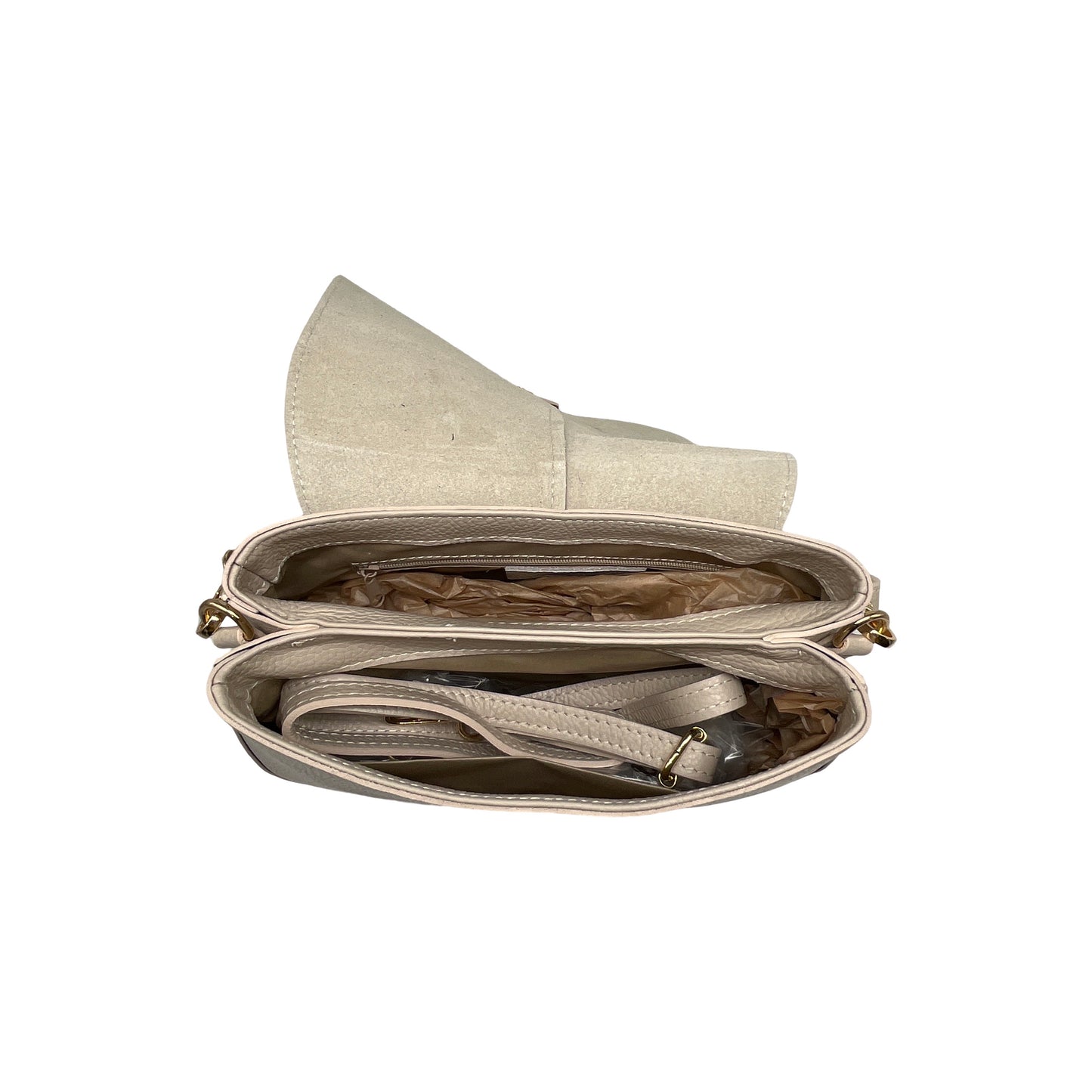 DANIELA BEIGE GRAINED LEATHER SHOULDER BAG