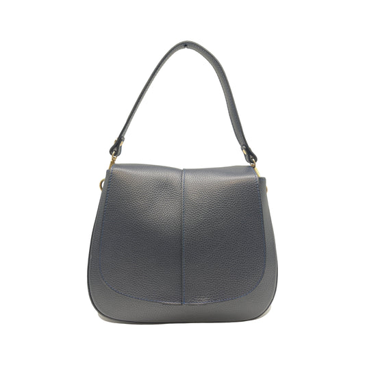 DANIELA MARINE GRAINED LEATHER SHOULDER BAG