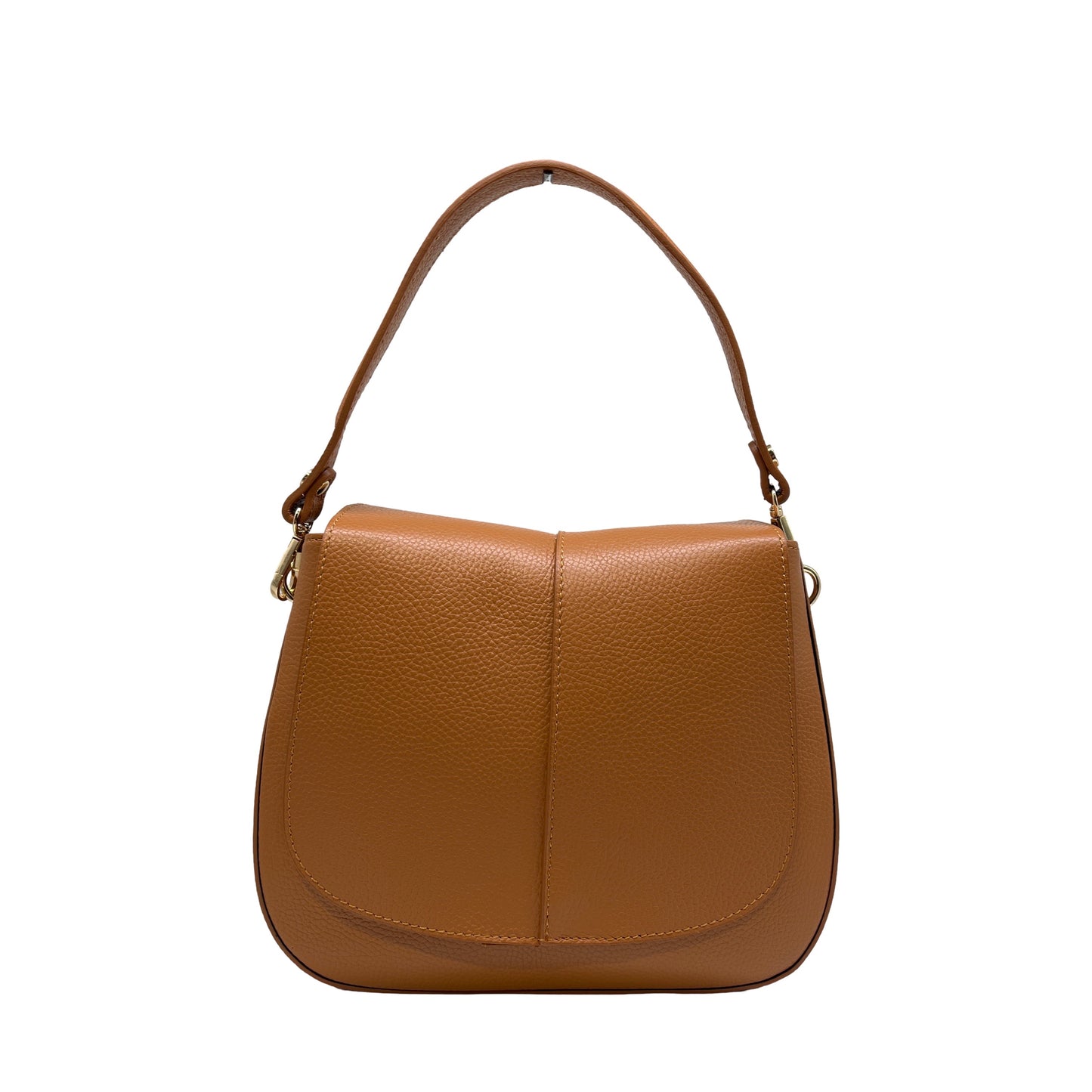 DANIELA CAMEL GRAINED LEATHER SHOULDER BAG
