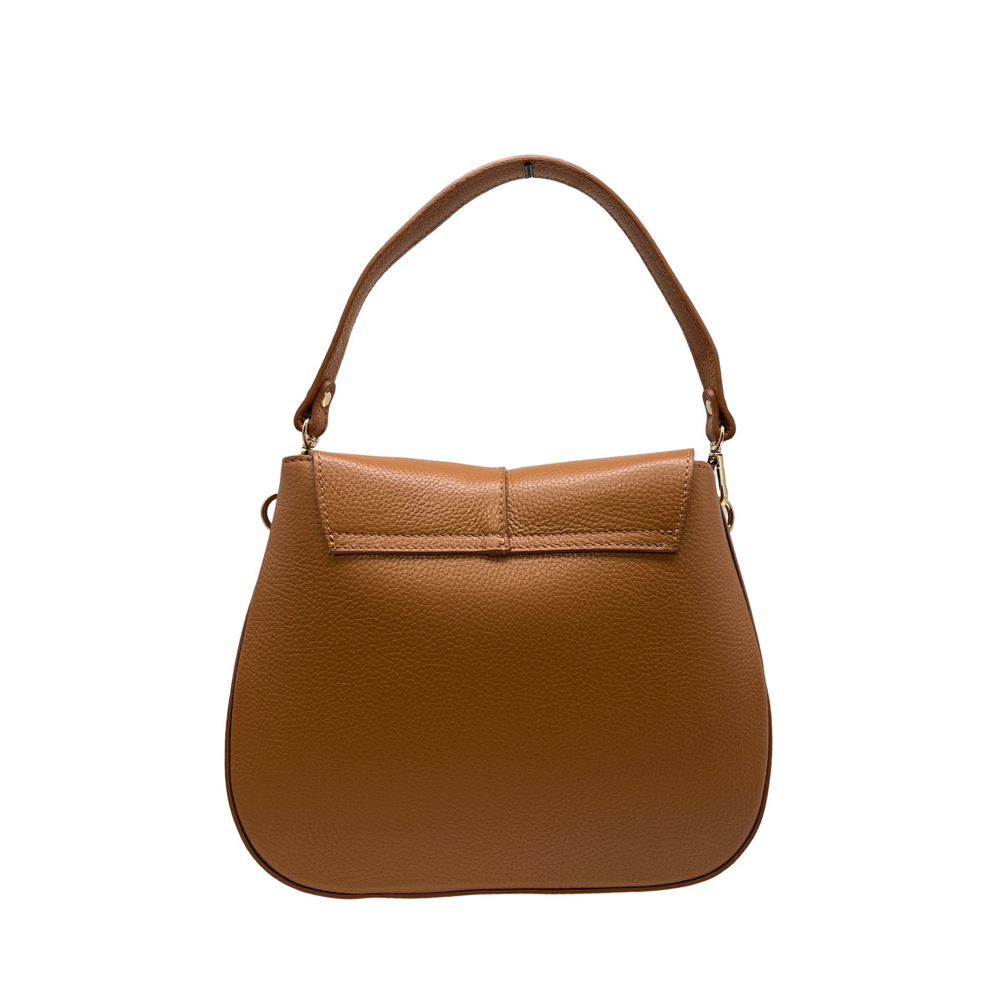 DANIELA CAMEL GRAINED LEATHER SHOULDER BAG