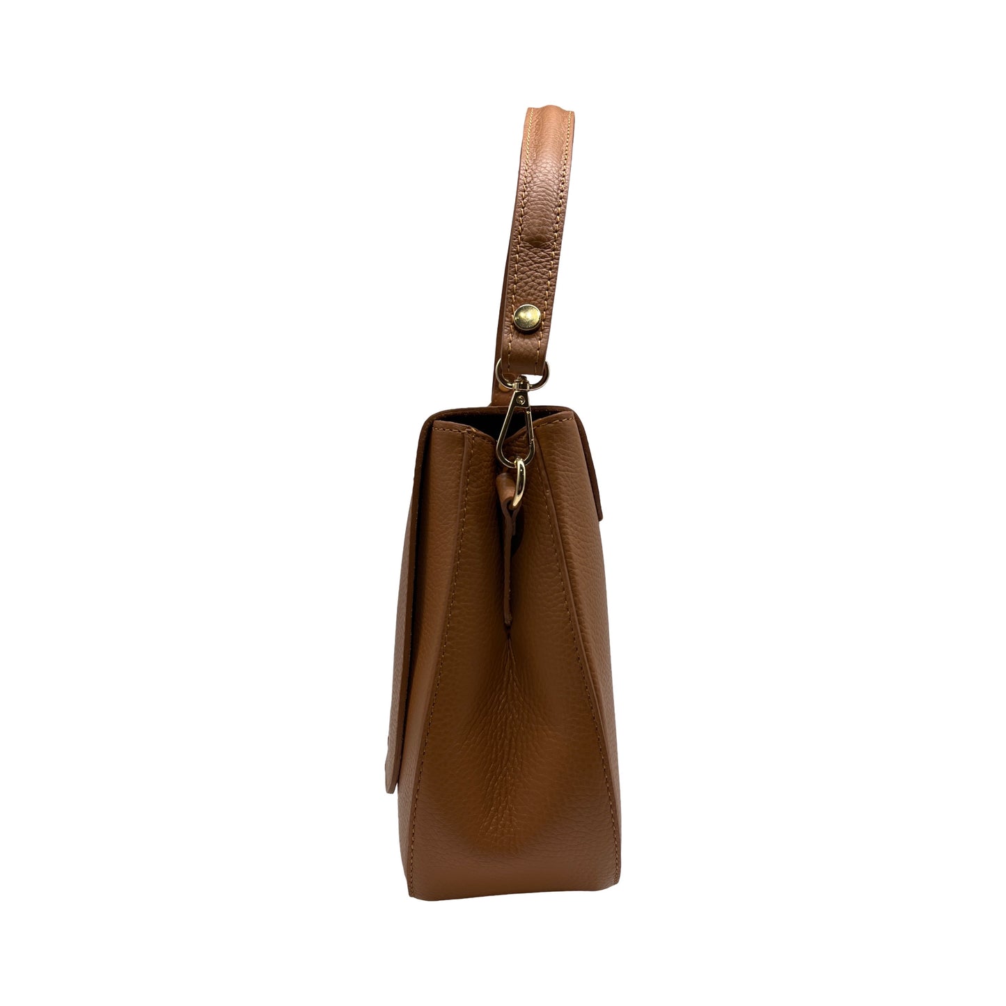 DANIELA CAMEL GRAINED LEATHER SHOULDER BAG