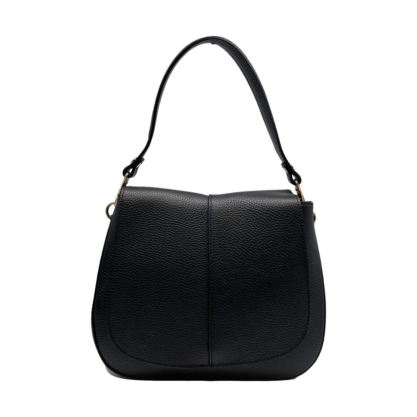 BLACK DANIELA GRAINED LEATHER SHOULDER BAG