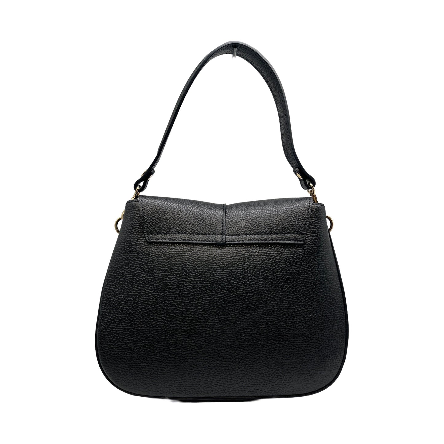 BLACK DANIELA GRAINED LEATHER SHOULDER BAG