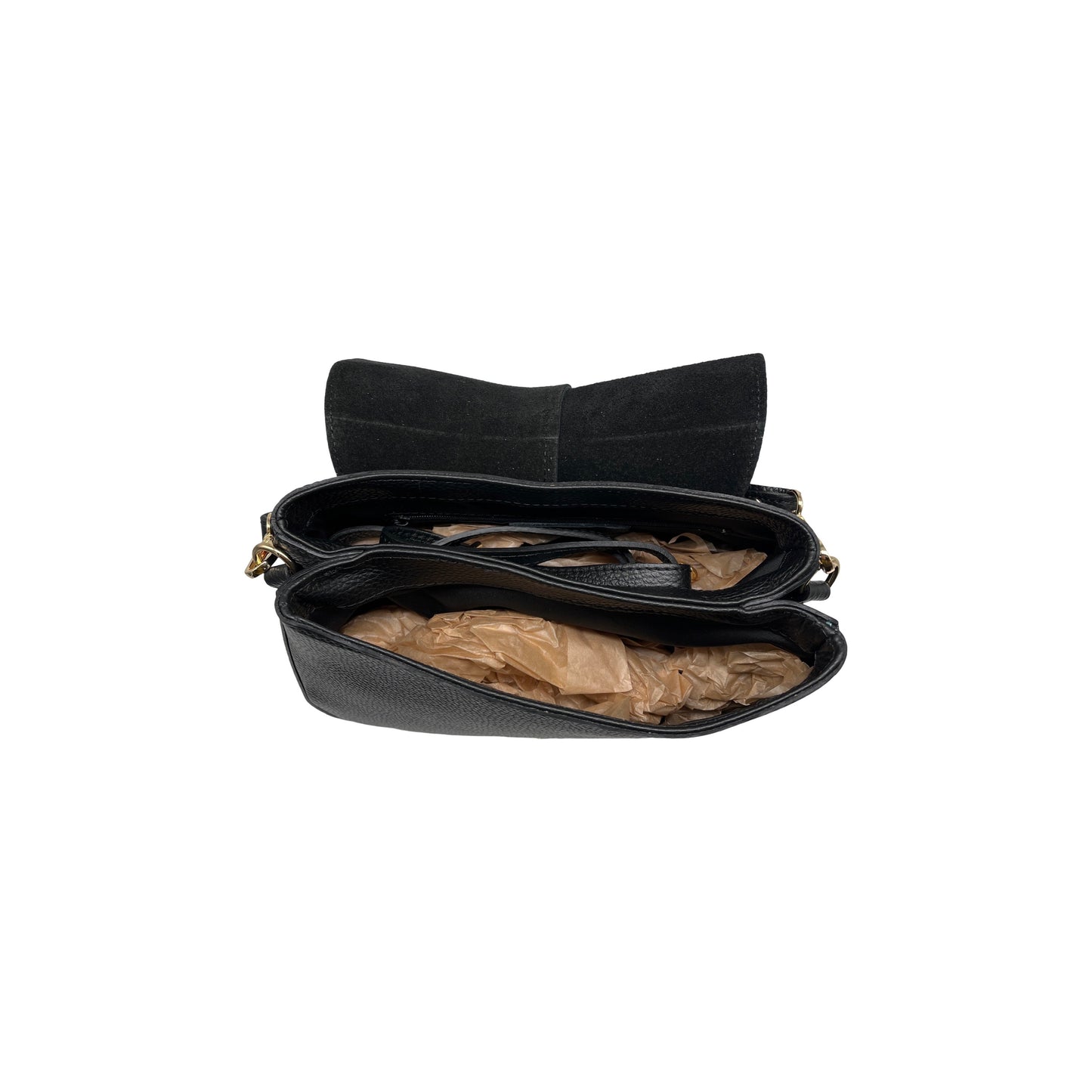 BLACK DANIELA GRAINED LEATHER SHOULDER BAG