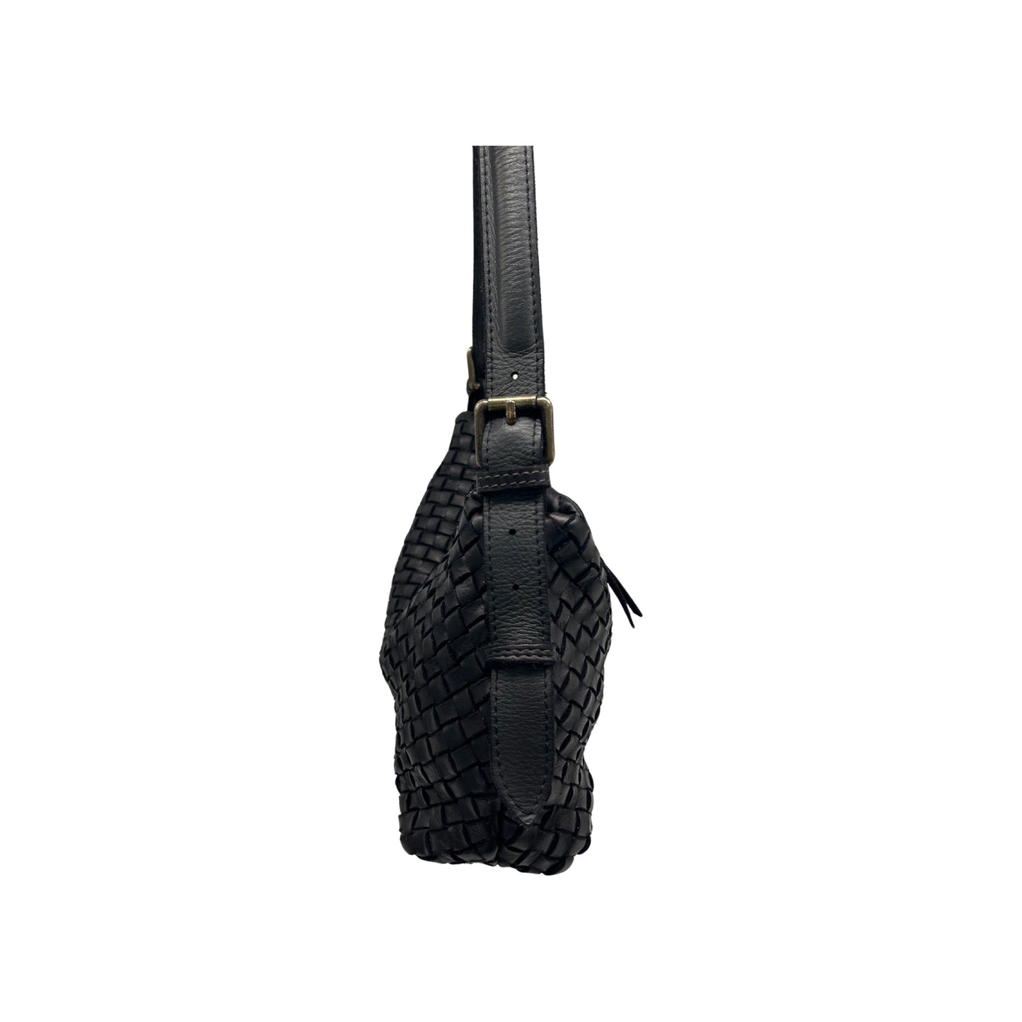 BLACK IRIS WASHED LEATHER SHOULDER BAG