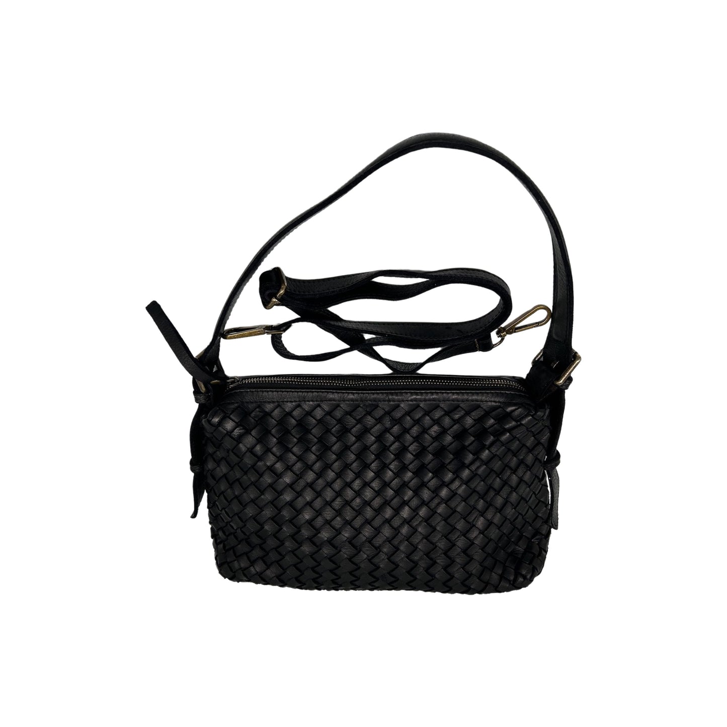 BLACK IRIS WASHED LEATHER SHOULDER BAG