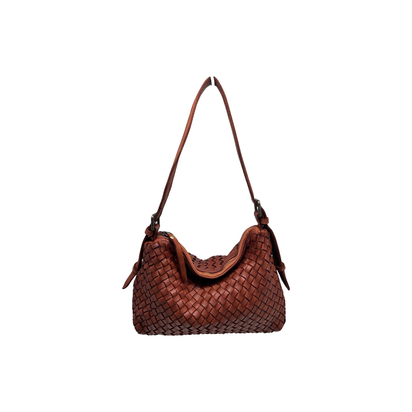 IRIS COGNAC WASHED LEATHER SHOULDER BAG