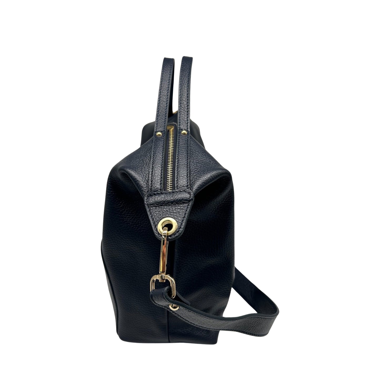 SARA-HANDTASCHE AUS BLAUEM genarbtem Leder