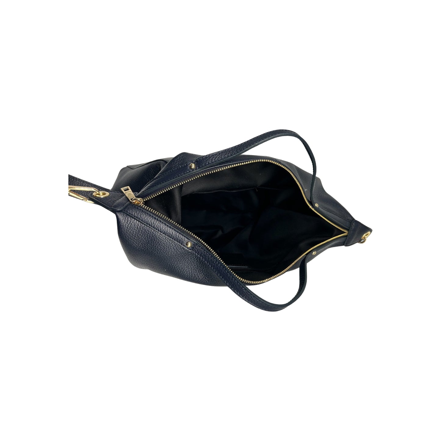 SARA-HANDTASCHE AUS BLAUEM genarbtem Leder