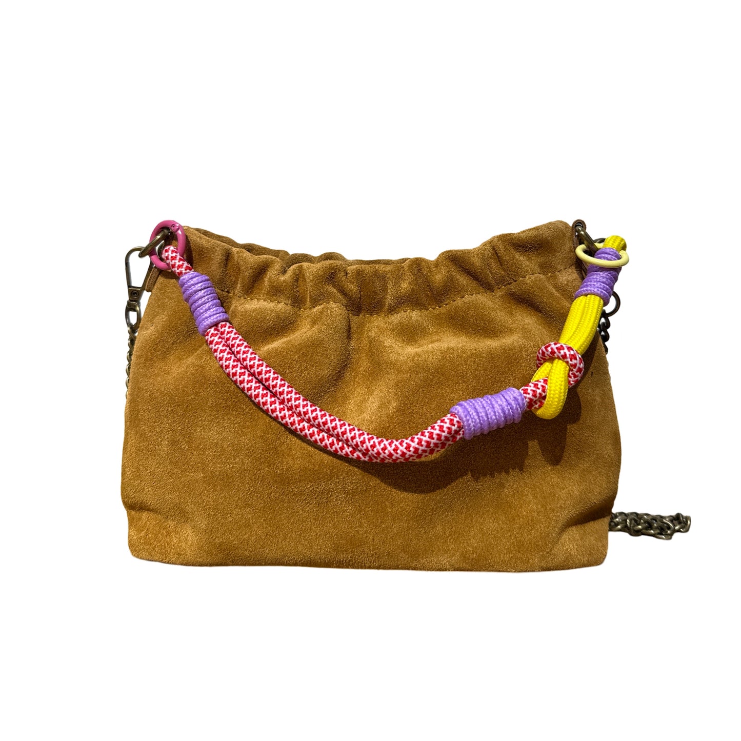 SAC DOUBLE BANDOULIERE CUIR SUEDE PLISSA