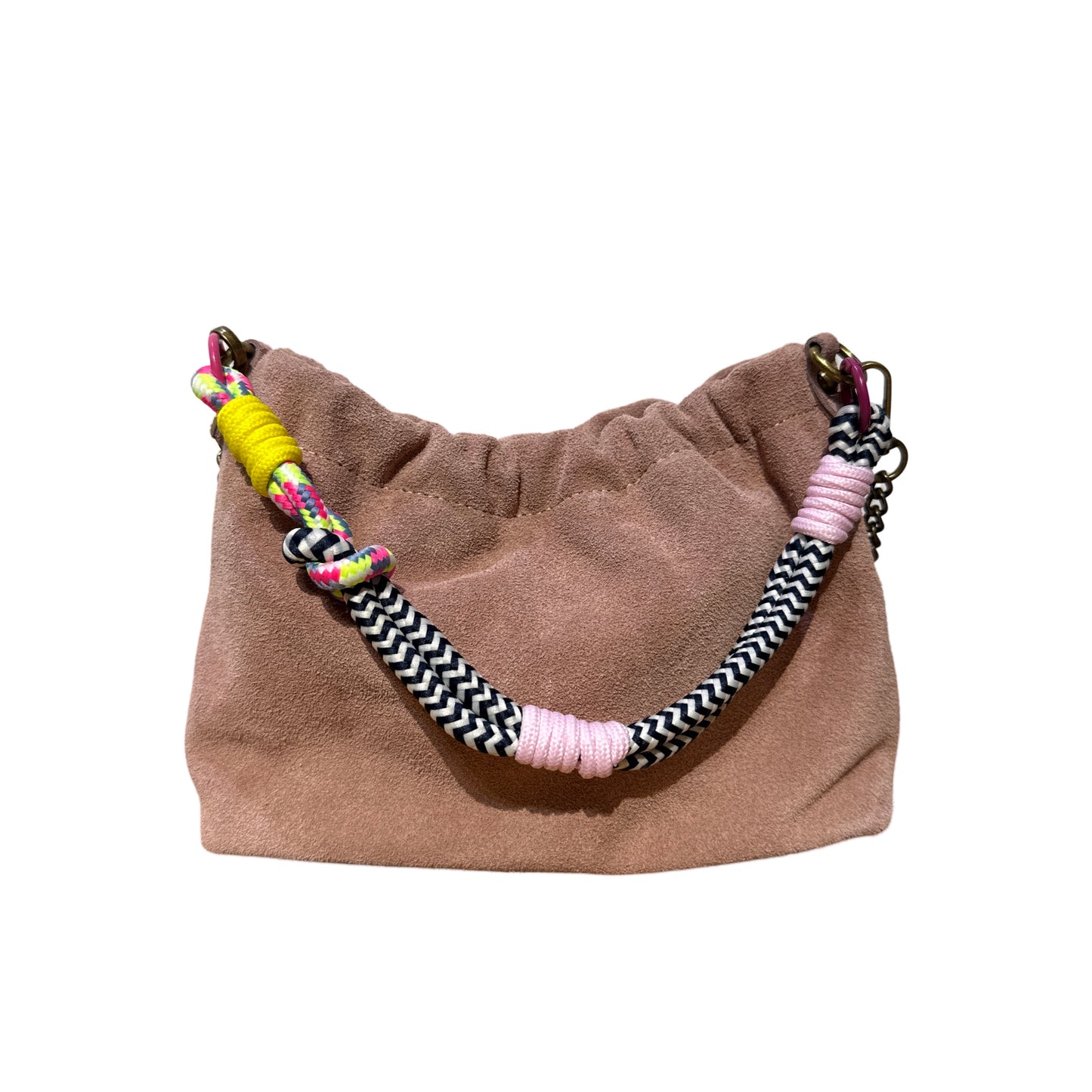 SAC DOUBLE BANDOULIERE CUIR SUEDE PLISSA
