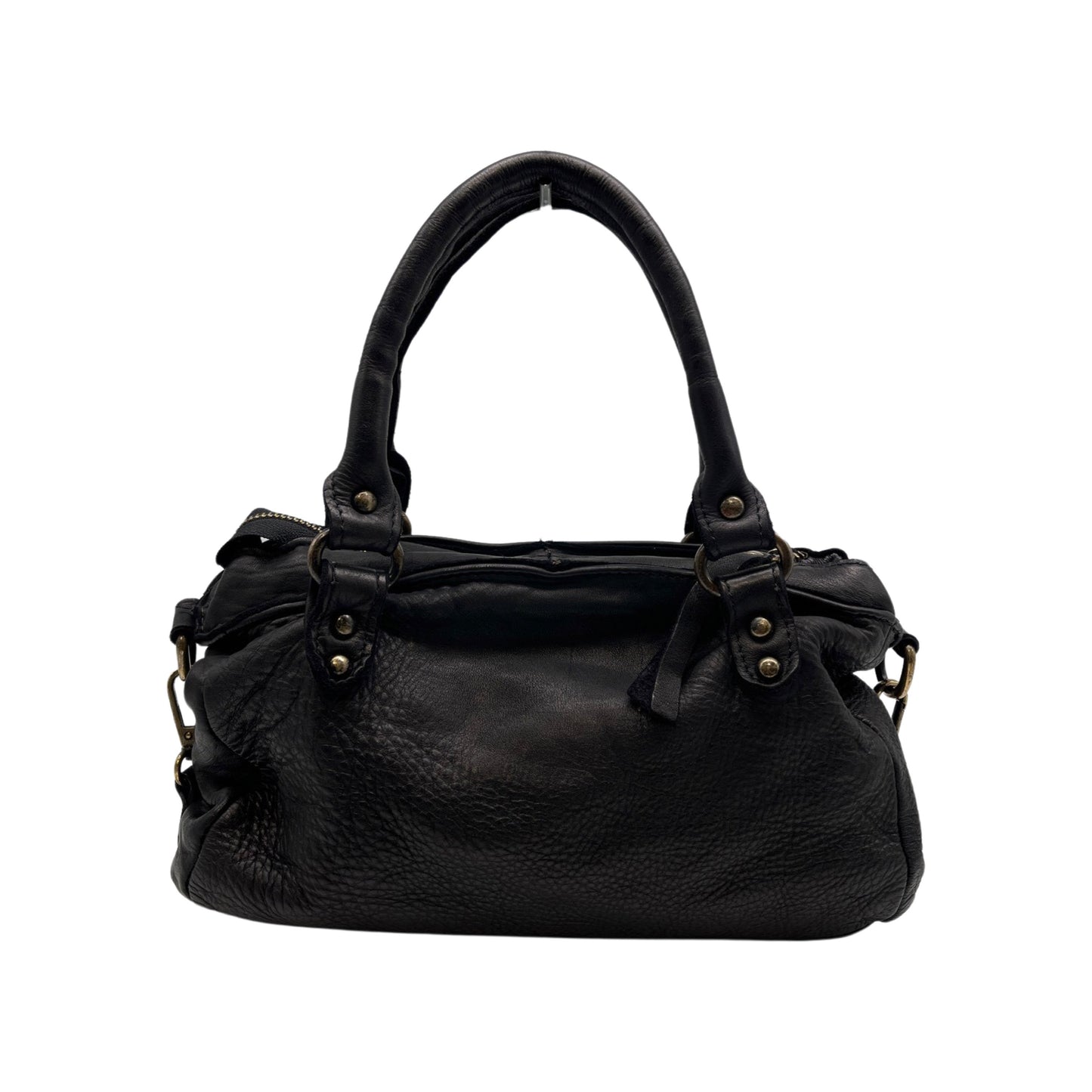 SAC EPAULE CUIR WASHED LUCIE NOIR
