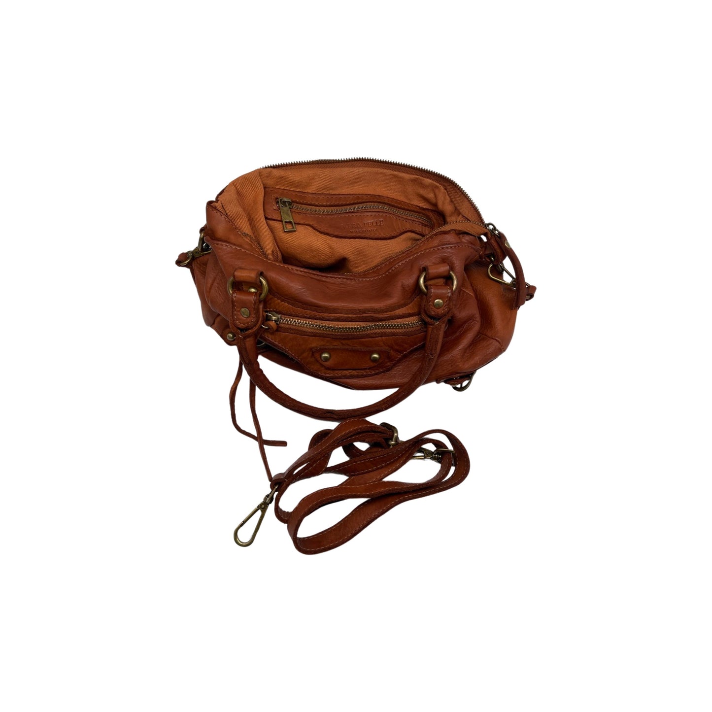 UMHÄNGETASCHE LUCIE COGNAC AUS GEWASCHTEM LEDER