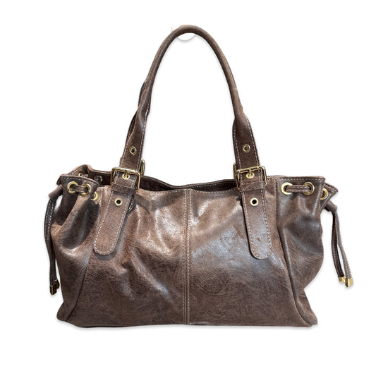 SAC CUIR BROSSE "LACET" LARGE