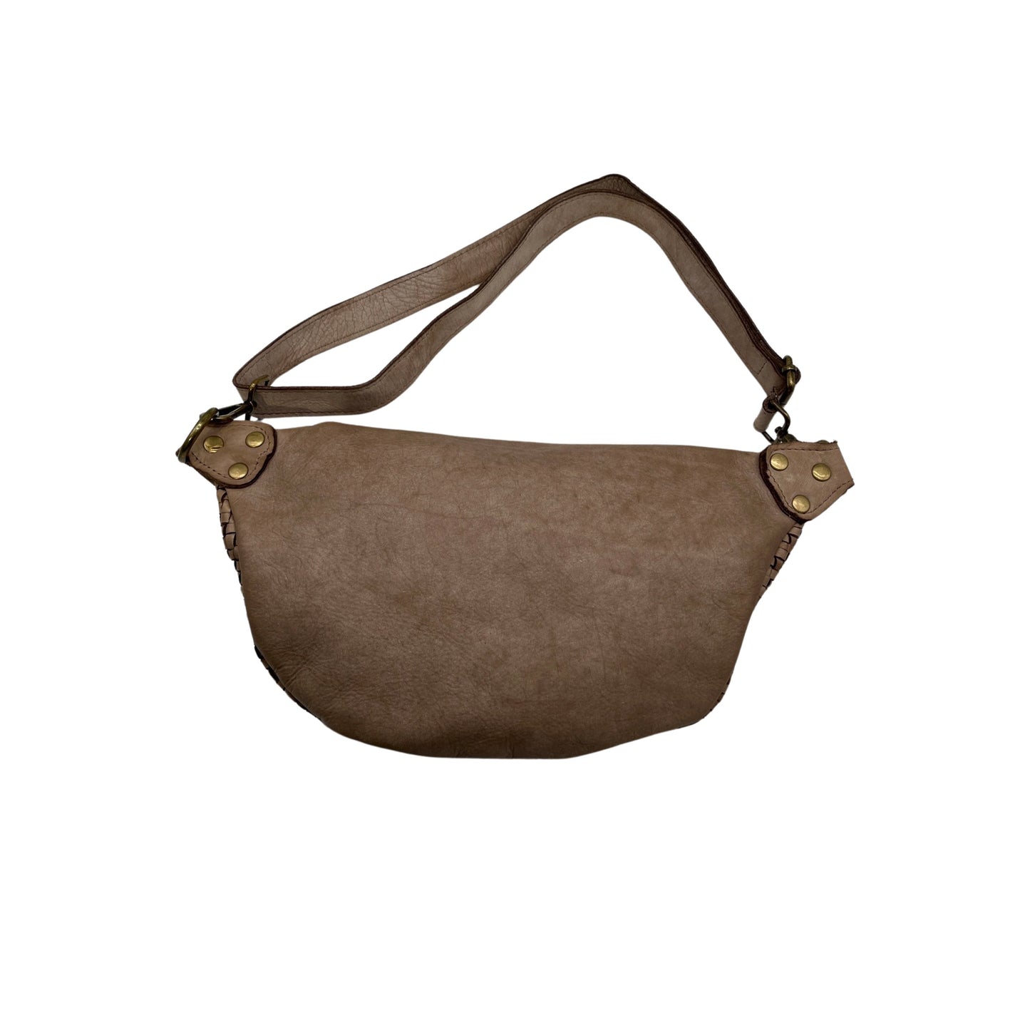 SAC BANANE CUIR WASHED TRESSE LUNA BEIGE