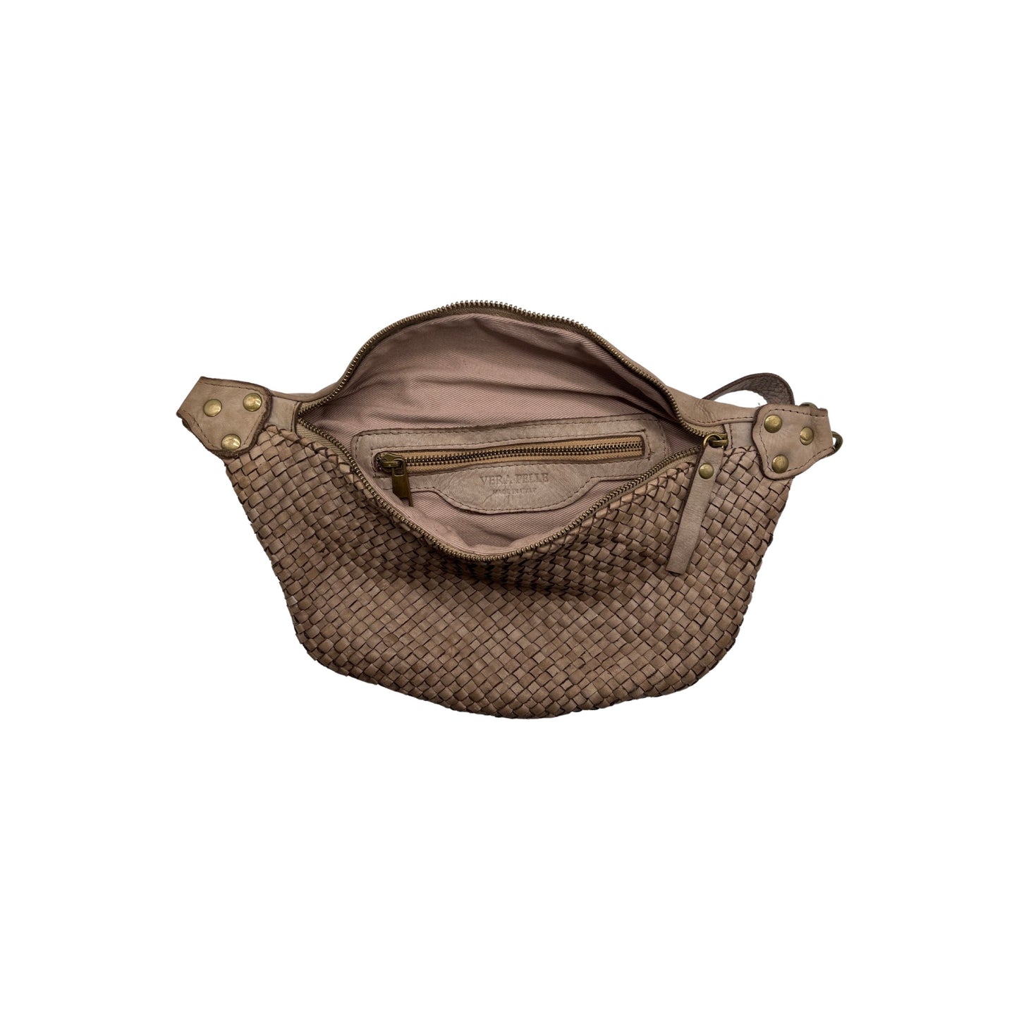SAC BANANE CUIR WASHED TRESSE LUNA BEIGE