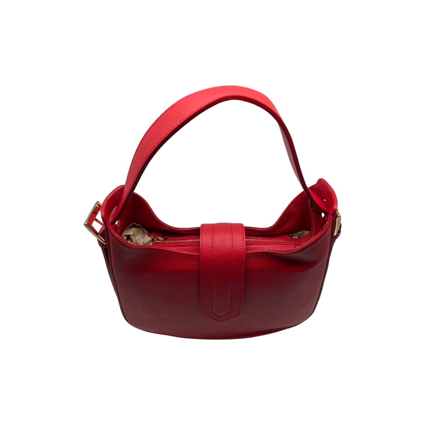 ERICA GRAINED LEATHER SHOULDER BAG RED