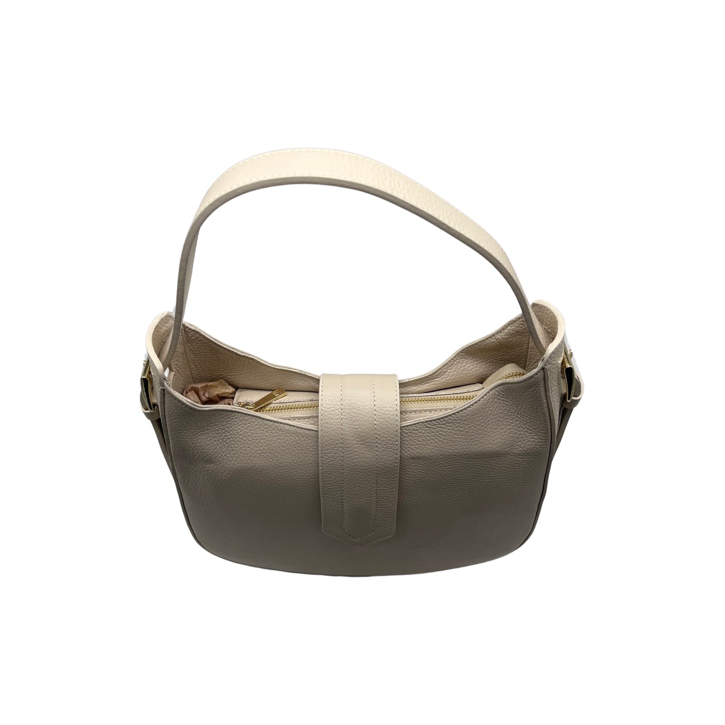 ERICA BEIGE GRAINED LEATHER SHOULDER BAG