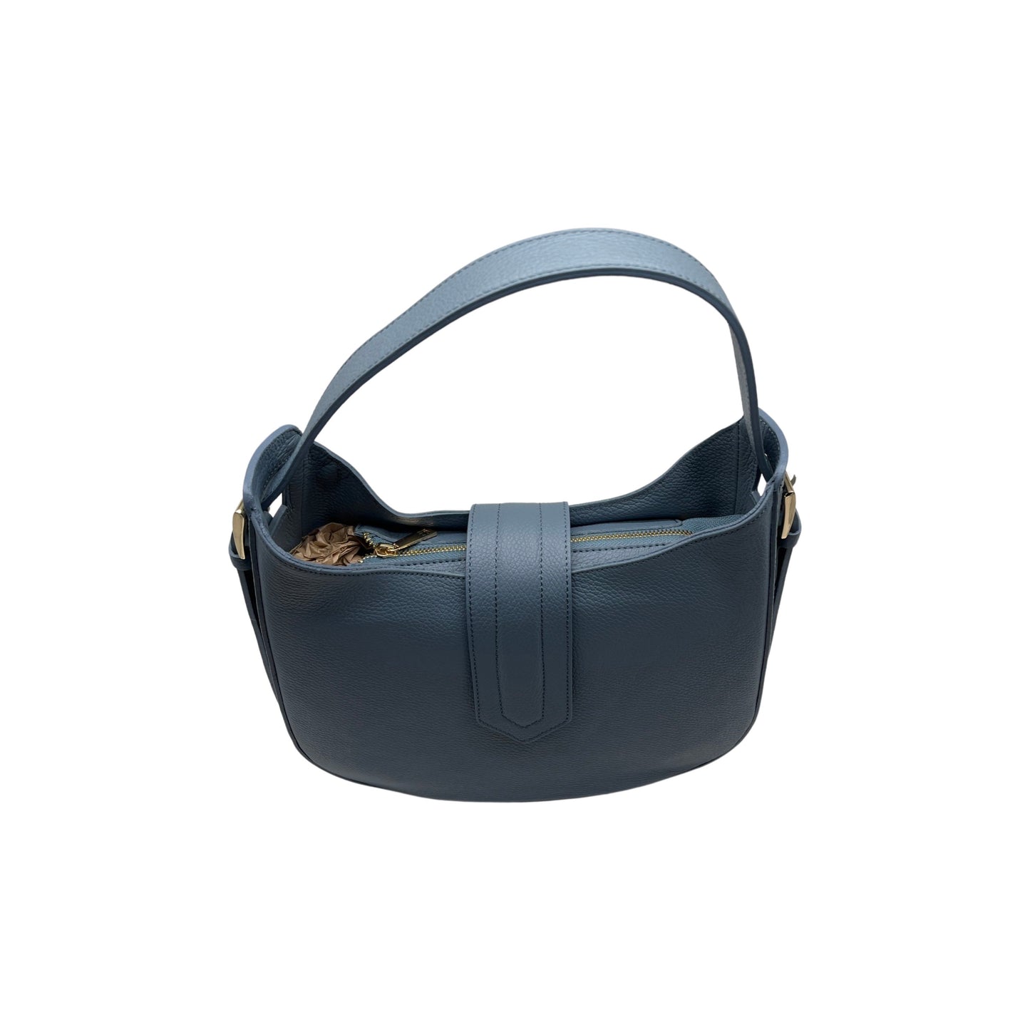 ERICA GRAINED LEATHER SHOULDER BAG BLUE JEANS
