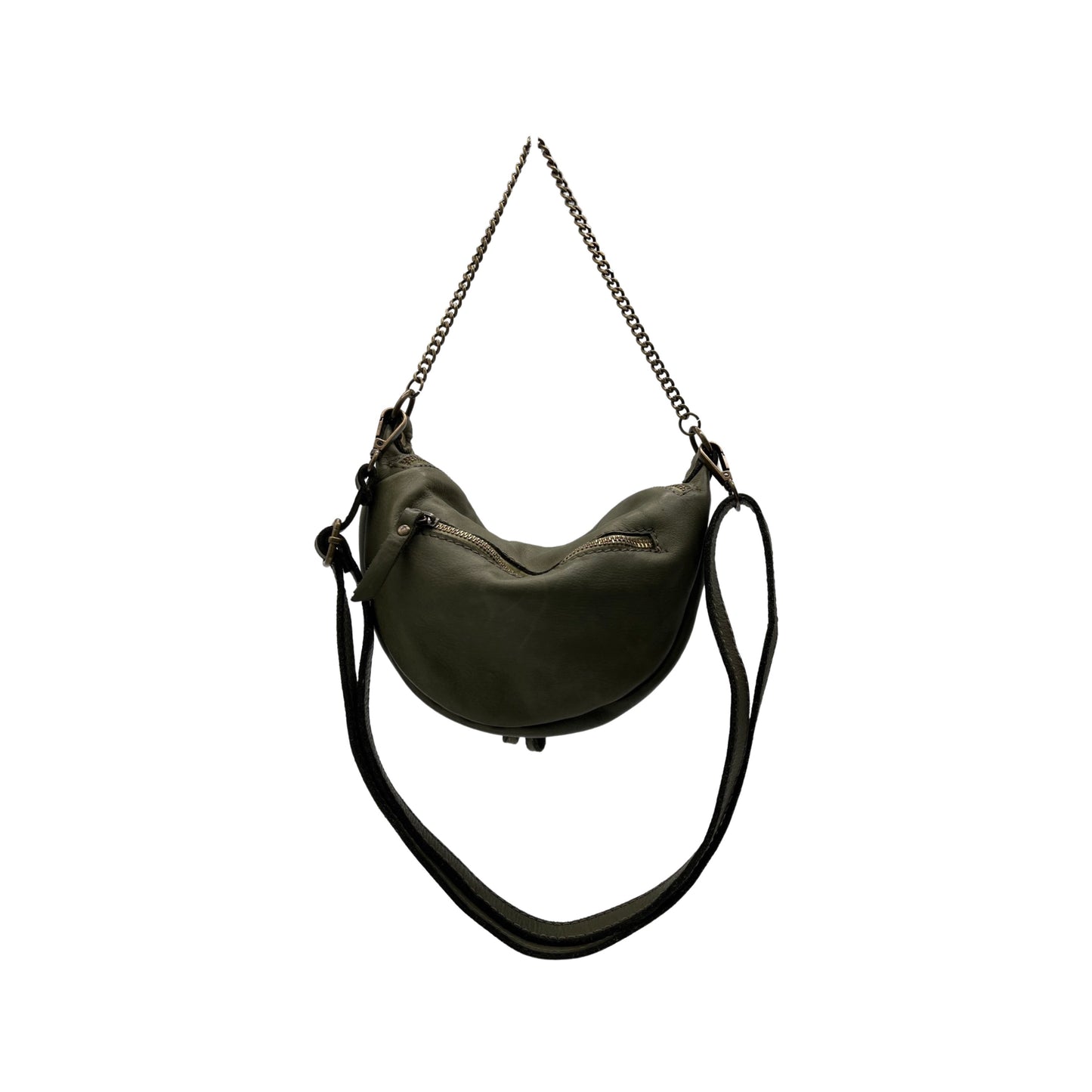 GÜRTELTASCHE AUS GEWASCHTEM LORRAINE-LEDER IN GRÜN