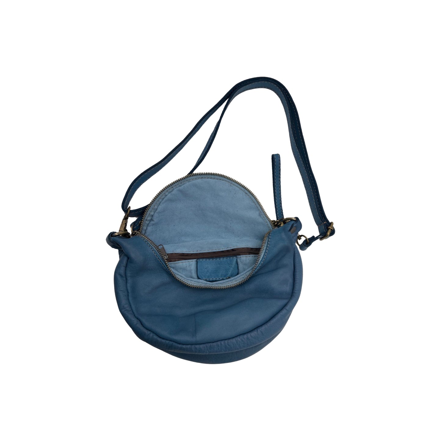 GÜRTELTASCHE AUS GEWASCHTEM LORRAINE-LORRAINE-BLAUEM DENIM-LEDER
