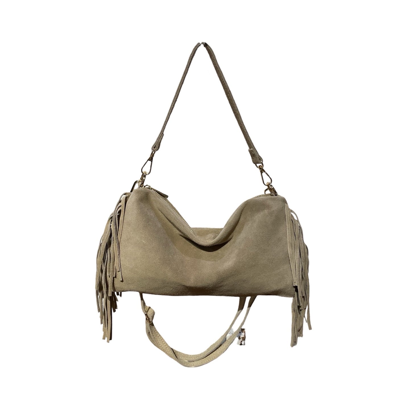 SAC CUIR SUEDE FRANGE RECTO