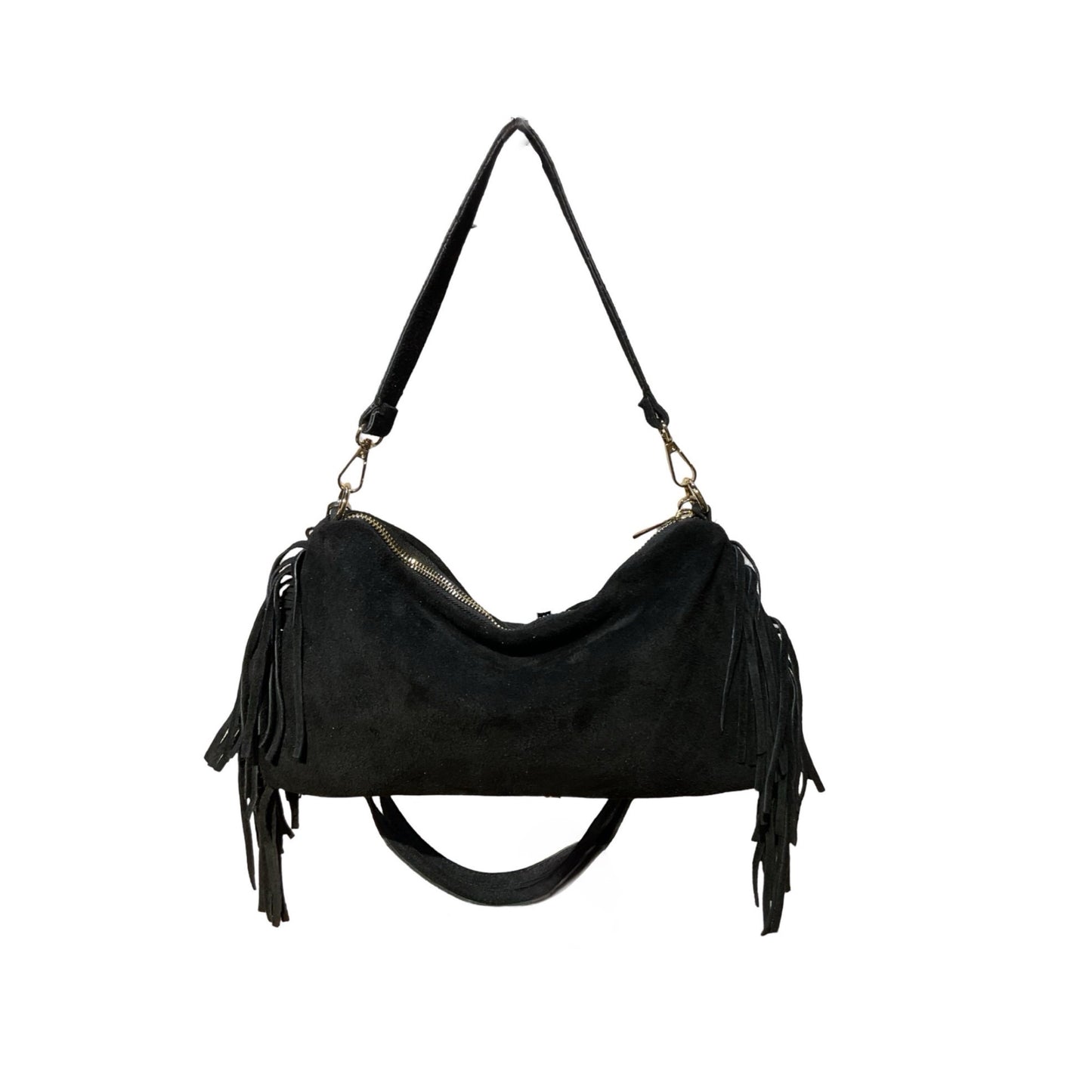 SAC CUIR SUEDE FRANGE RECTO