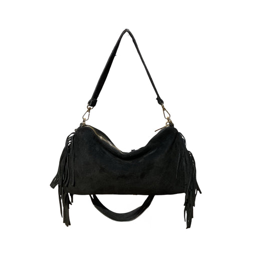 SAC CUIR SUEDE FRANGE RECTO