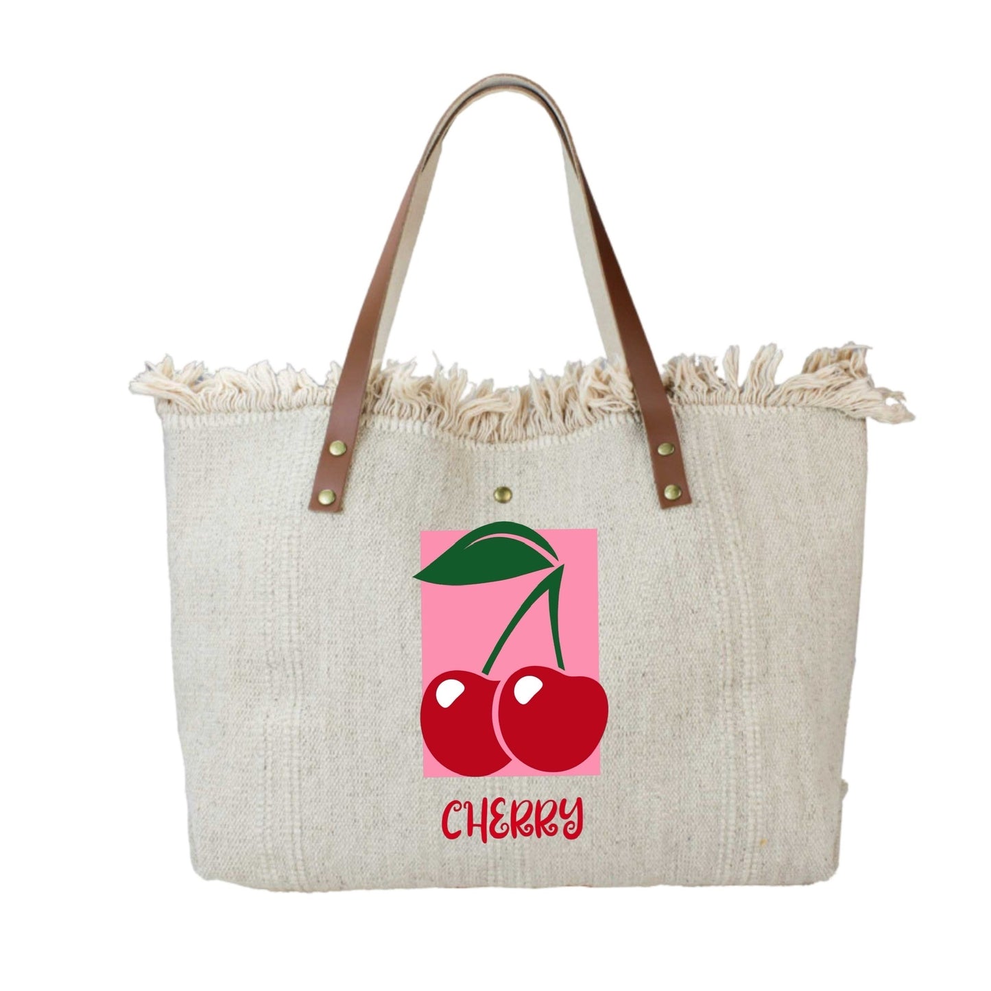SAC COTTON GARNI CUIR CHERRY