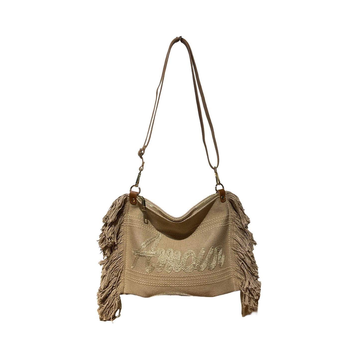 SAC BANDOULIERE COTTON GARNI CUIR AMOUR