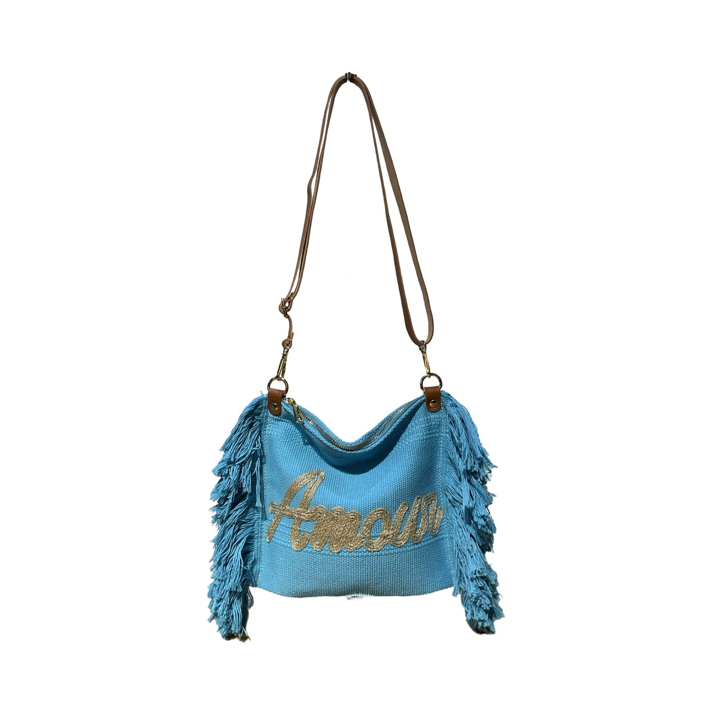 SAC BANDOULIERE COTTON GARNI CUIR AMOUR