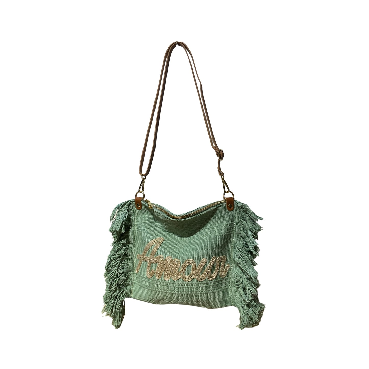 SAC BANDOULIERE COTTON GARNI CUIR AMOUR