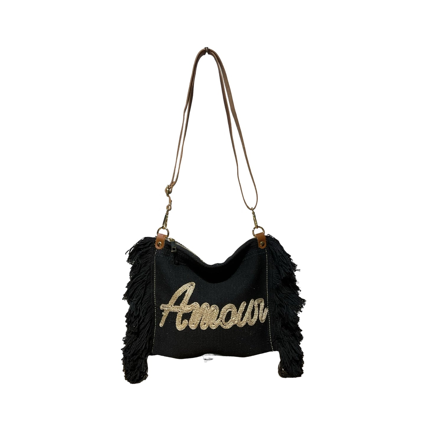 SAC BANDOULIERE COTTON GARNI CUIR AMOUR