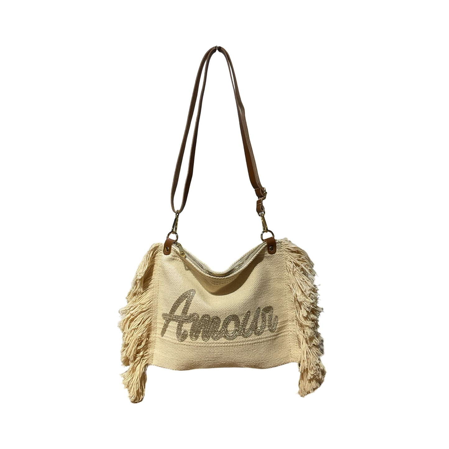 SAC BANDOULIERE COTTON GARNI CUIR AMOUR