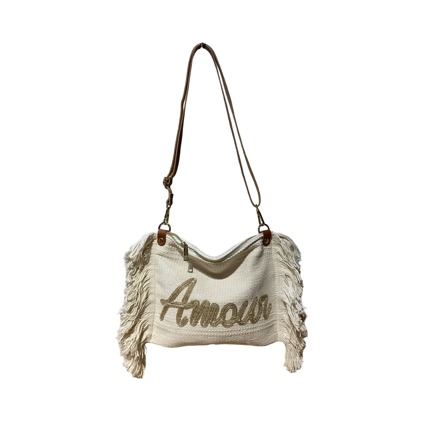 SAC BANDOULIERE COTTON GARNI CUIR AMOUR