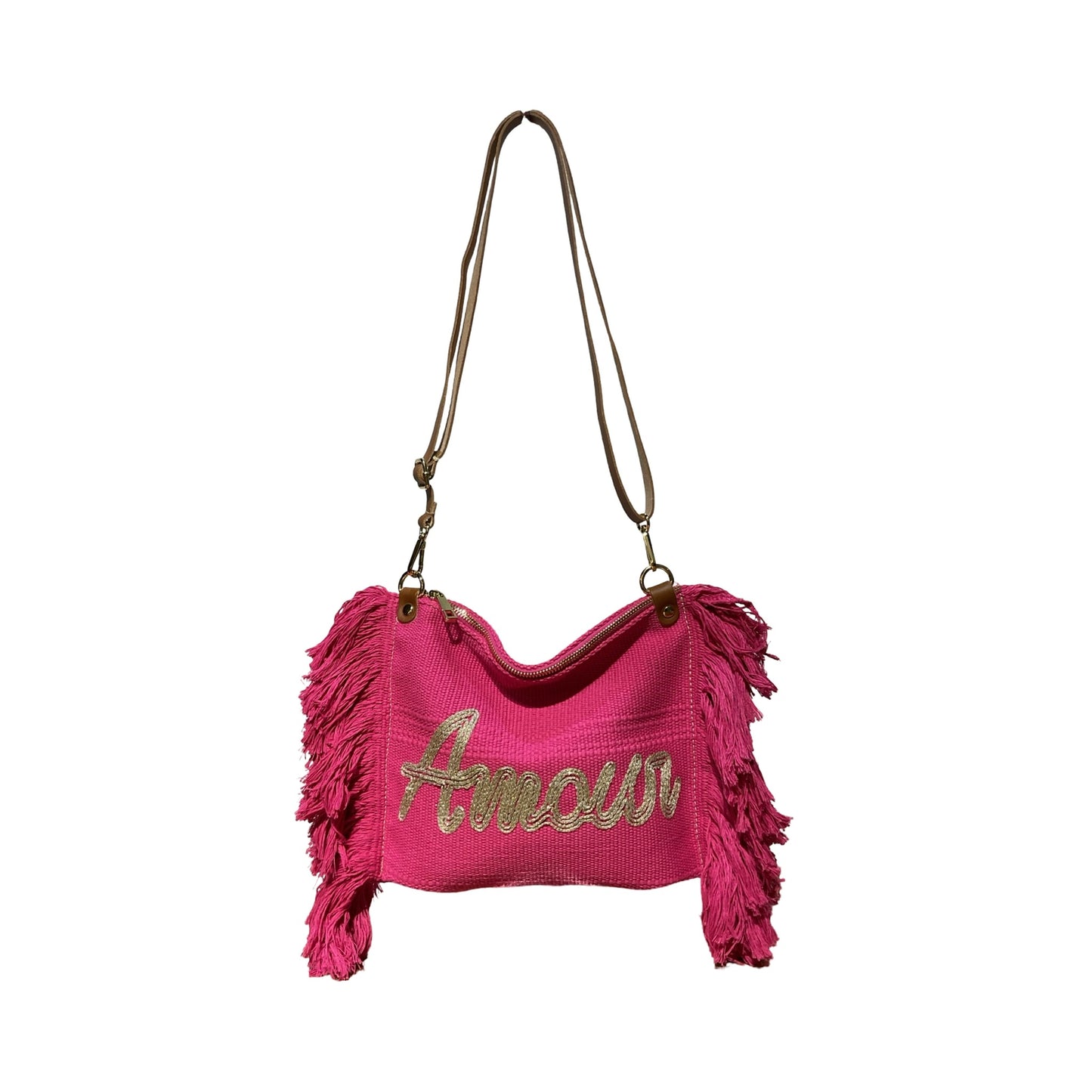 SAC BANDOULIERE COTTON GARNI CUIR AMOUR