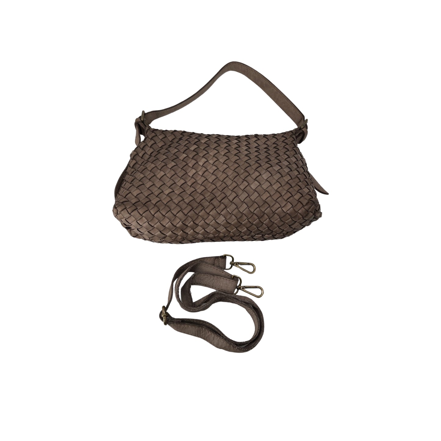 IRIS TAUPE WASHED LEATHER SHOULDER BAG