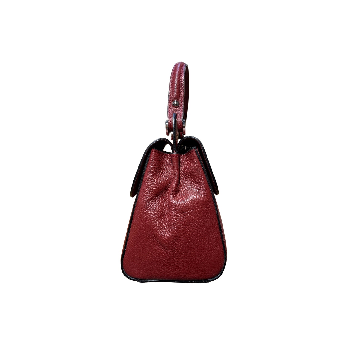 LAURAY GRAINED LEATHER HAND BAG RED