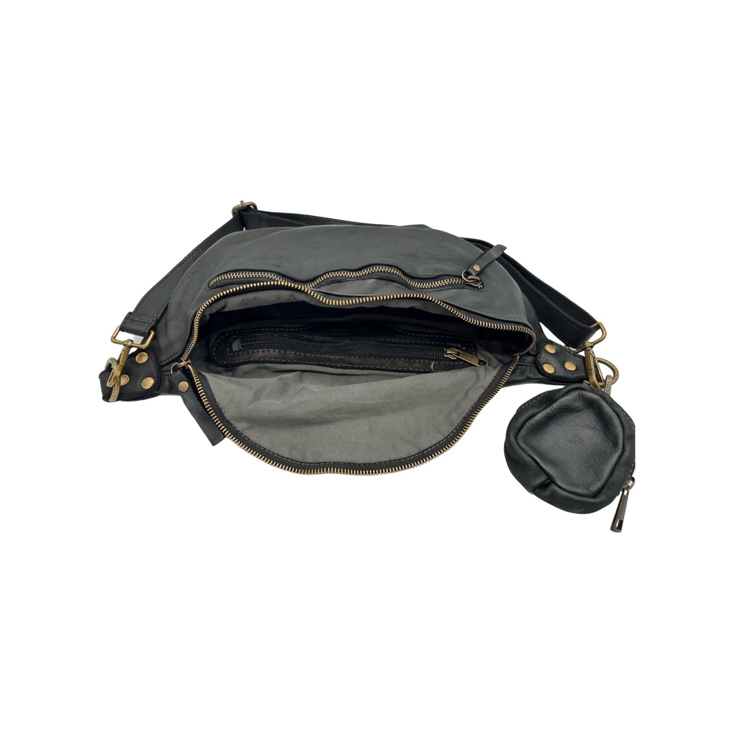 GÜRTELTASCHE GIULIA AUS SCHWARZ GEWASCHTEM LEDER