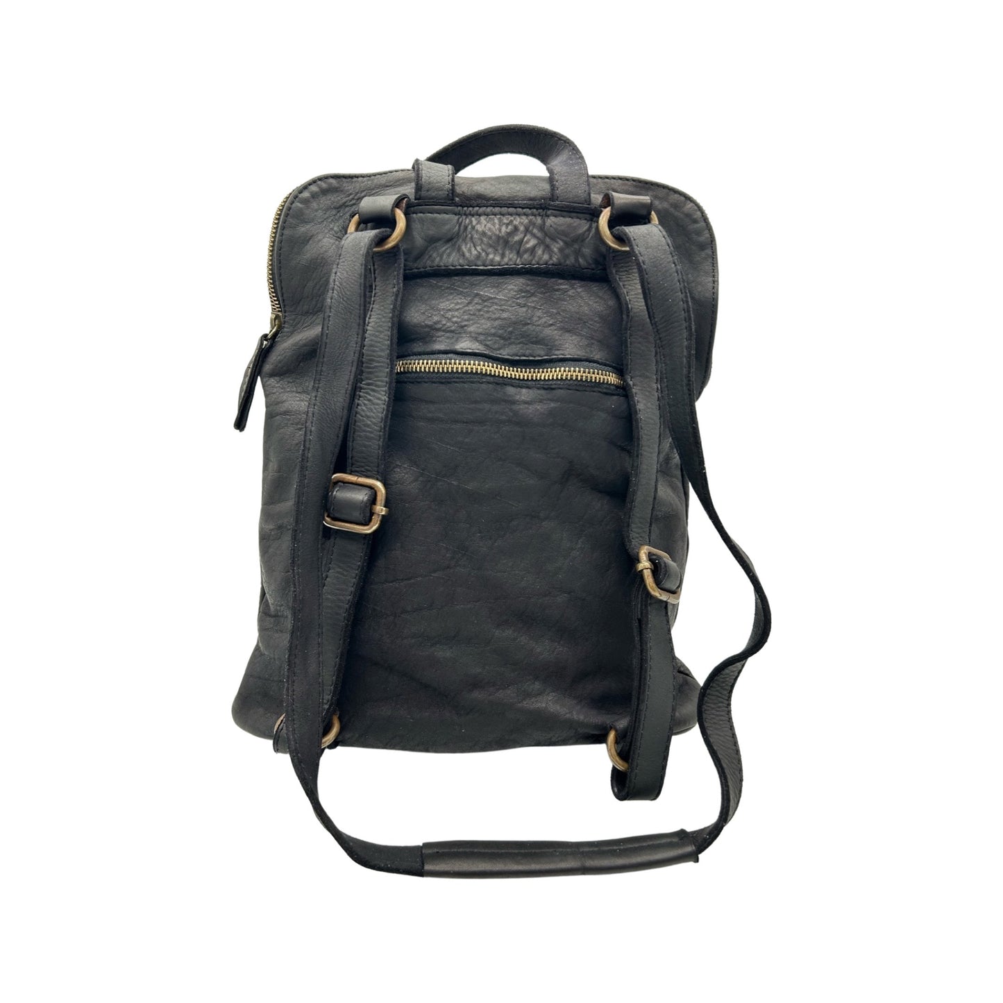 RUCKSACK AUS GEWASCHTEM LORENZA-SCHWARZEM LEDER