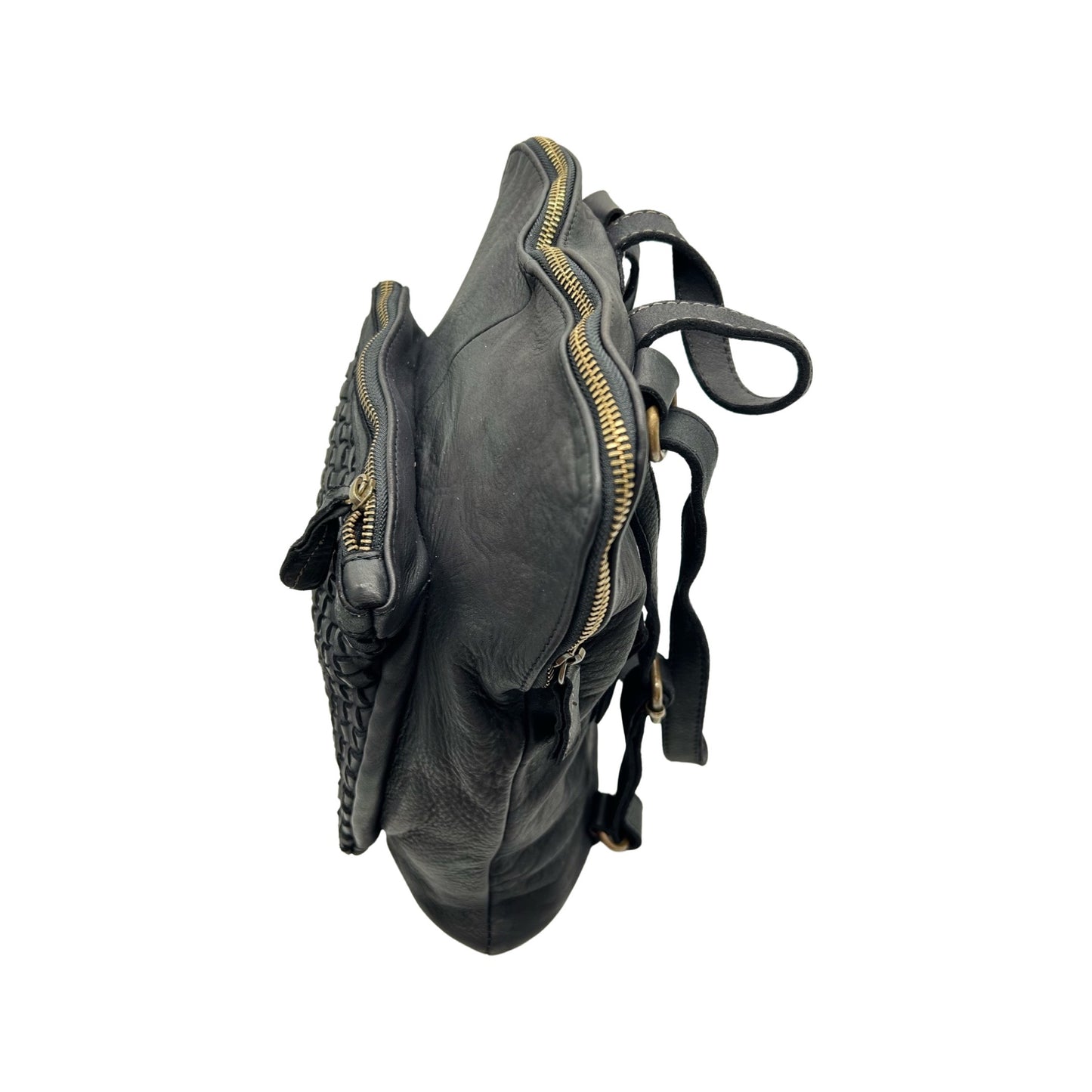 RUCKSACK AUS GEWASCHTEM LORENZA-SCHWARZEM LEDER