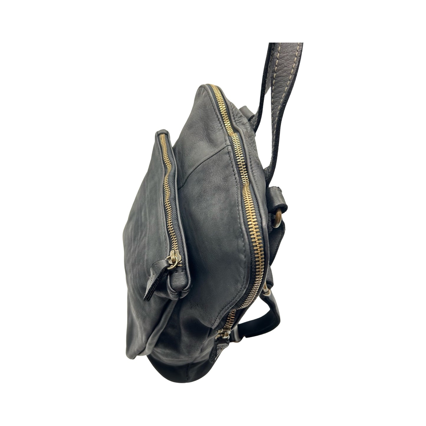 RUCKSACK AUS GEWASCHTEM LORENZA-SCHWARZEM LEDER