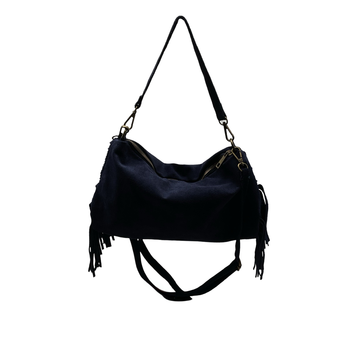 SAC CUIR SUEDE FRANGE RECTO