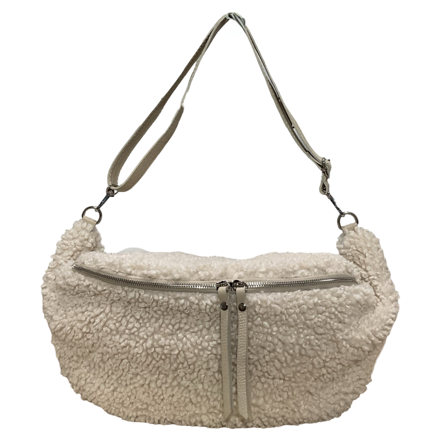 Grand Sac Banane XL en Moumoute Garni Cuir
