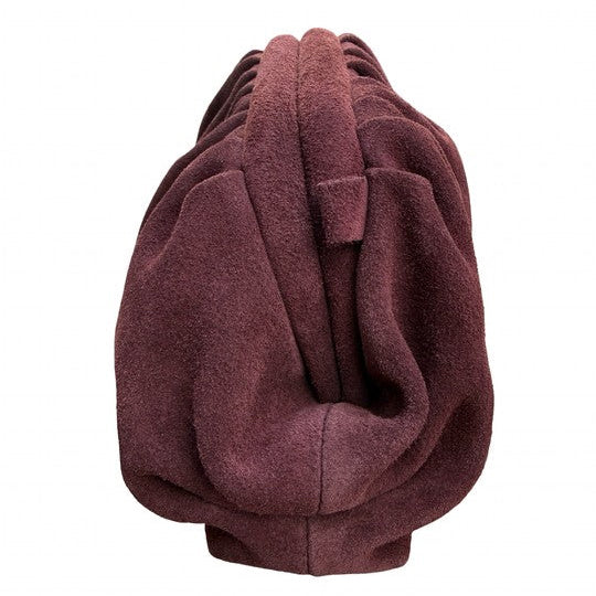 Sac Bourse Plissé en Cuir Suède Chainette